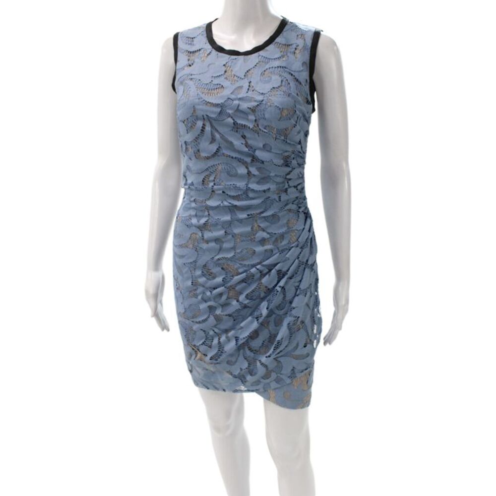Sea Womens Sheath Dress Blue Midi Nylon Zip Sleeveless Size 0
